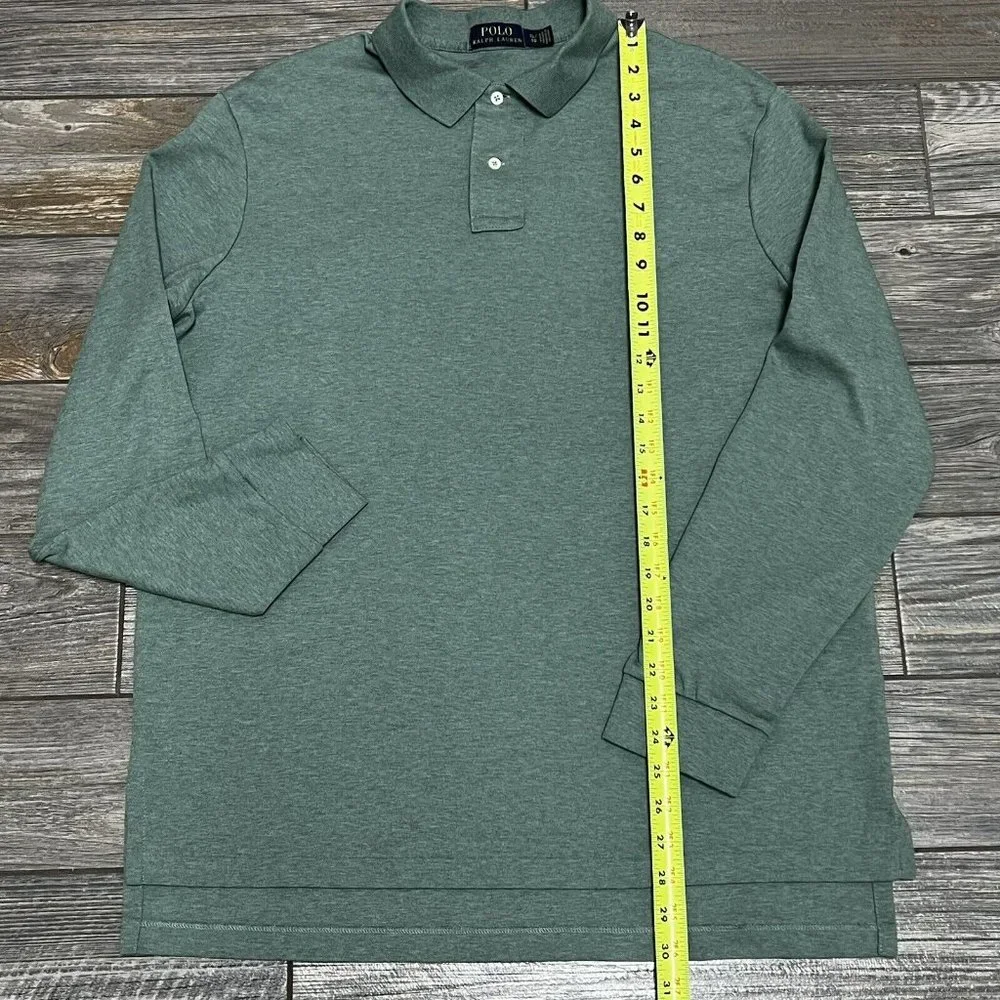 Polo Ralph Lauren L/S Shirt Men's Size XL Heathered Green White Pony Smooth - Picture 7 of 10